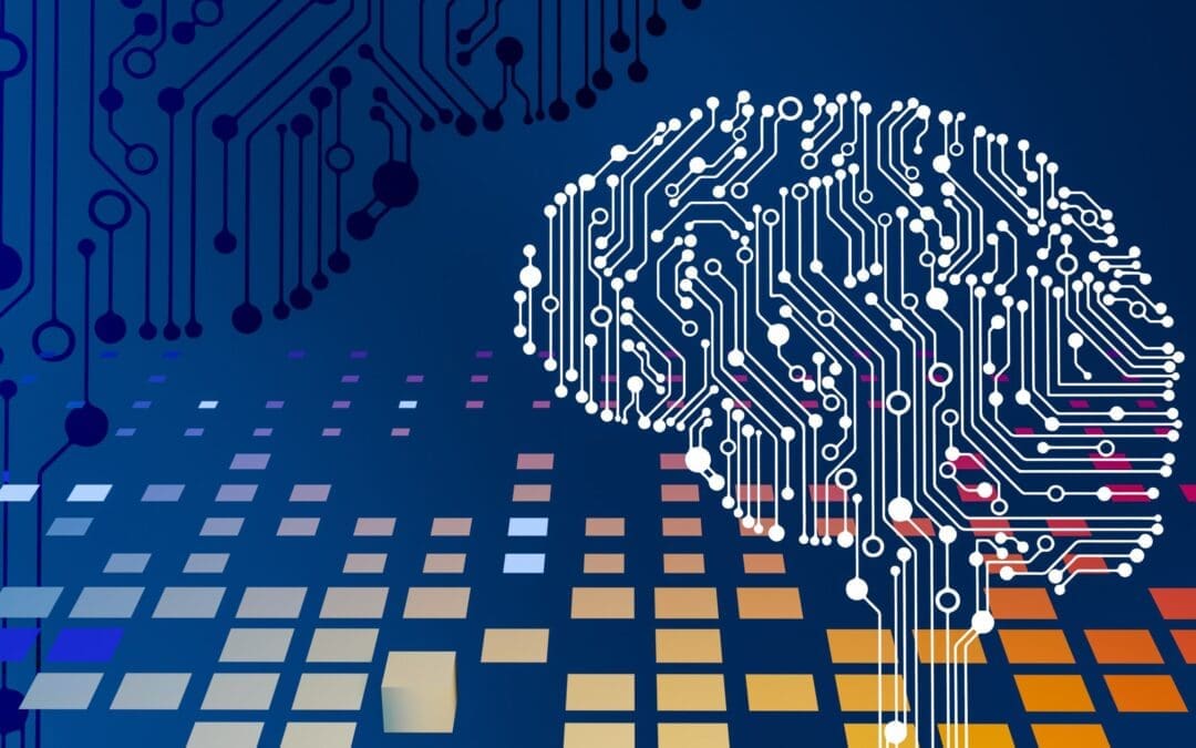 a computer circuit board with a brain on it
