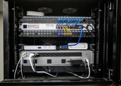 Network rack installed by Kamadeyle Solutions at GSVH Coweta