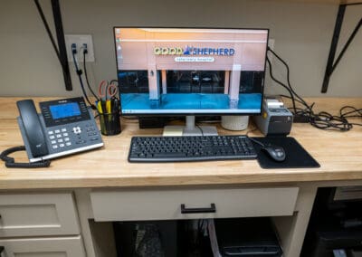 Desktop and phone installed in the lobby of GSVH Coweta